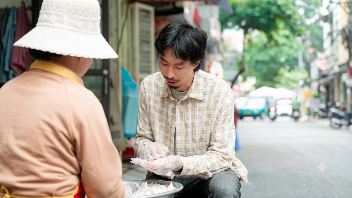 Đen trổ tài nặn chả mực. Ảnh:BTC