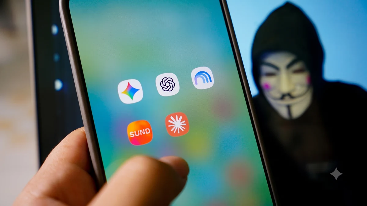 Các ứng dụng AI hiển thị trên màn hình một chiếc smartphone. Ảnh:Bảo Lâm