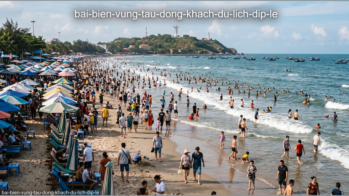 Bãi biển Vũng Tàu sôi động tấp nập du khách dịp nghỉ lễ