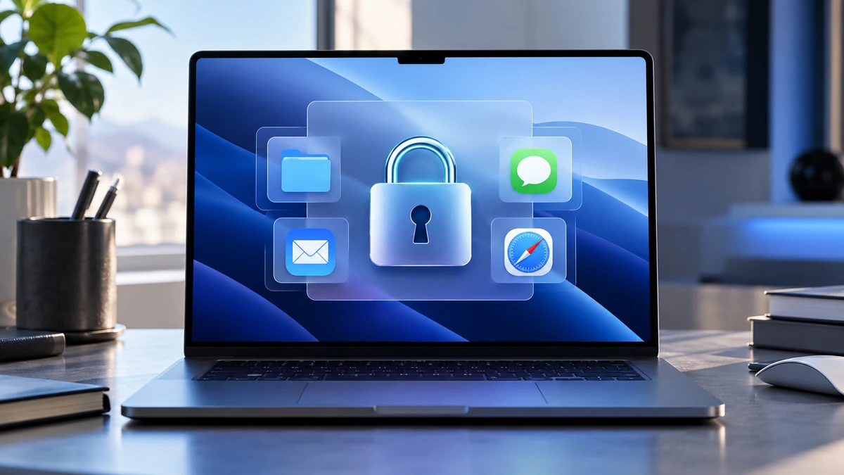 Cận cảnh màn hình Full Disk Access trên macOS với nhiều nhóm dữ liệu nhạy cảm như Files, Mail, Messages và Safari phía sau lớp khóa bảo mật