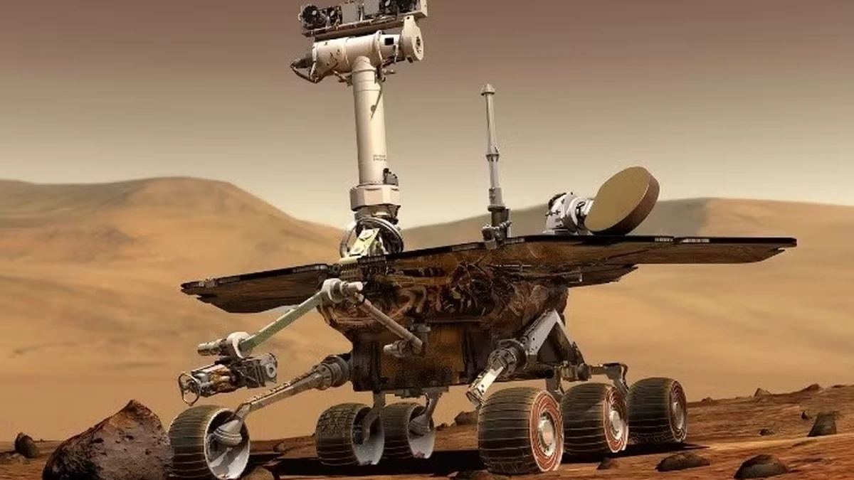 Xe tự hành thám hiểm Sao Hỏa của NASA đang ở trên bề mặt hành tinh này. Hai chiếc xe tự hành song sinh thuộc dòng này là Spirit và Opportunity đã được phóng vào năm 2003 và lần lượt đổ bộ xuống các địa điểm khác nhau trên Sao Hỏa vào tháng 1/2004. Minh họa: NASA.