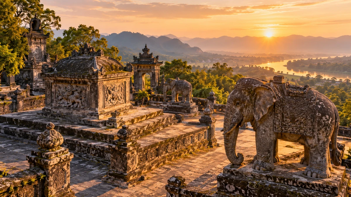 Cận cảnh kiến trúc, bia mộ và những chi tiết đặc trưng tại lăng mộ Vua Voi, nhấn mạnh giá trị lịch sử và văn hóa