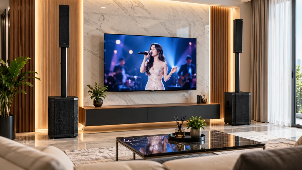 Giải pháp thi công lắp dàn karaoke gia đình tại Thủ Đức với dòng loa QSC KC12 chuyên nghiệp