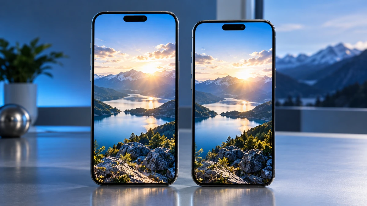 Hai mẫu iPhone 18 Pro Max và iPhone 17 Pro Max đặt cạnh nhau dưới ánh sáng mạnh, cùng hiển thị một nội dung để nhấn mạnh cuộc so sánh độ sáng màn hình