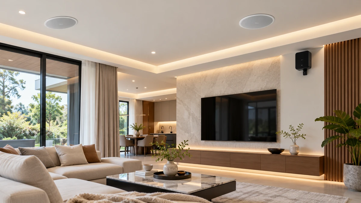 Lắp đặt âm thanh nhạc nền WiiM Sound và Bose FreeSpace FS4CE cho không gian sống hiện đại