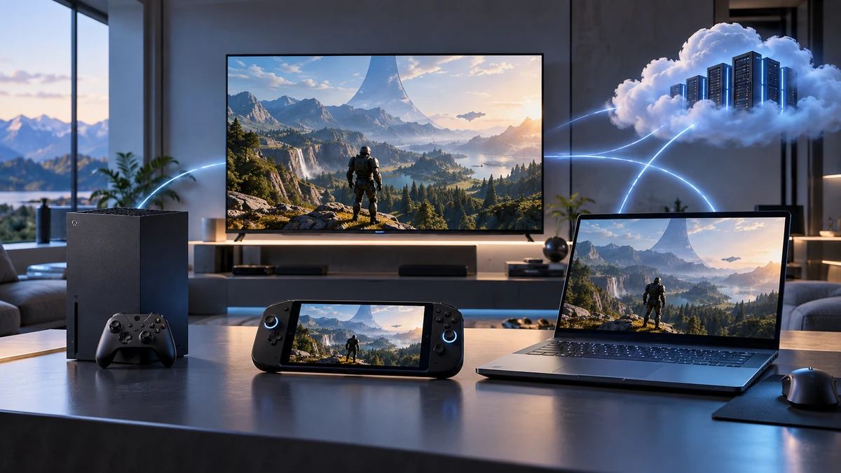 Hệ sinh thái Xbox 2026 kết nối console thế hệ mới, PC Windows, thiết bị handheld và cloud gaming trên cùng một không gian trực quan