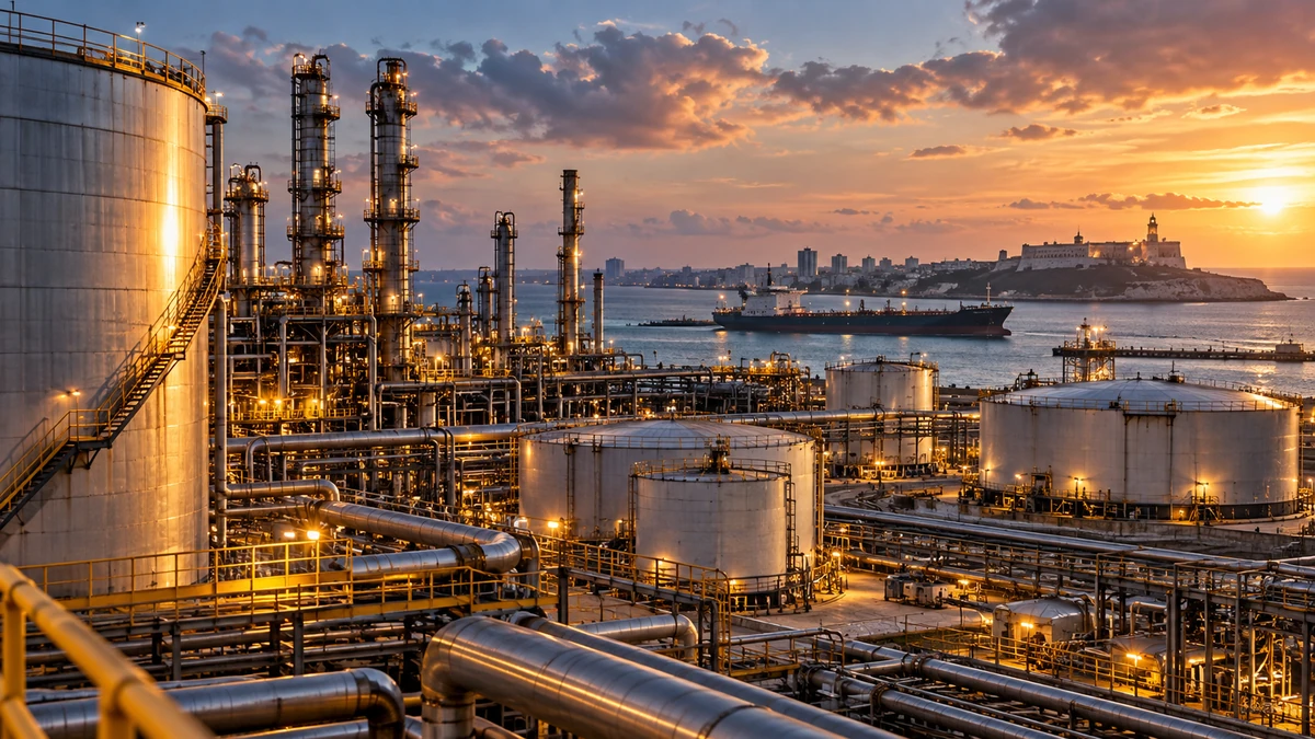 Cận cảnh cơ sở lọc và bồn chứa dầu của Pemex tại Mexico, nhấn mạnh vai trò của tập đoàn trong chuỗi cung ứng nhiên liệu