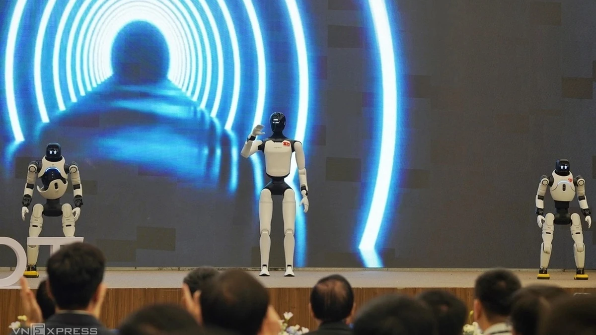 Một số robot hình người trình diễn tại hội nghị về AI hiện thân, ngày 2/10. Ảnh:Lưu Quý