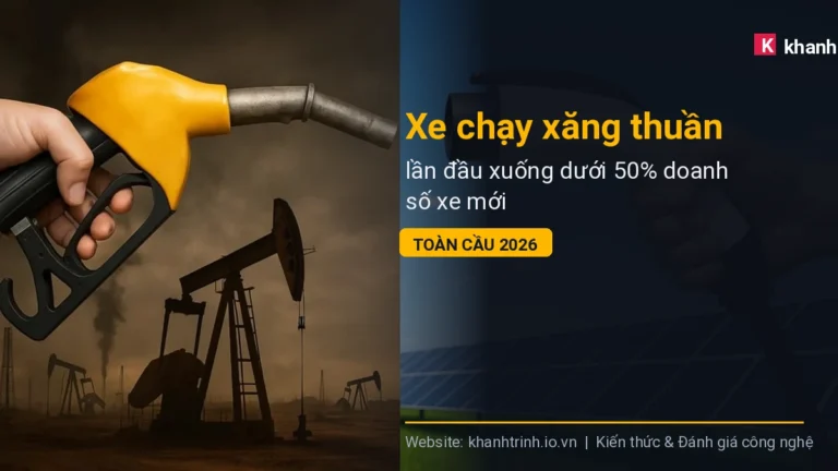 Xe chạy xăng thuần lần đầu xuống dưới 50% doanh số xe mới toàn cầu 2026