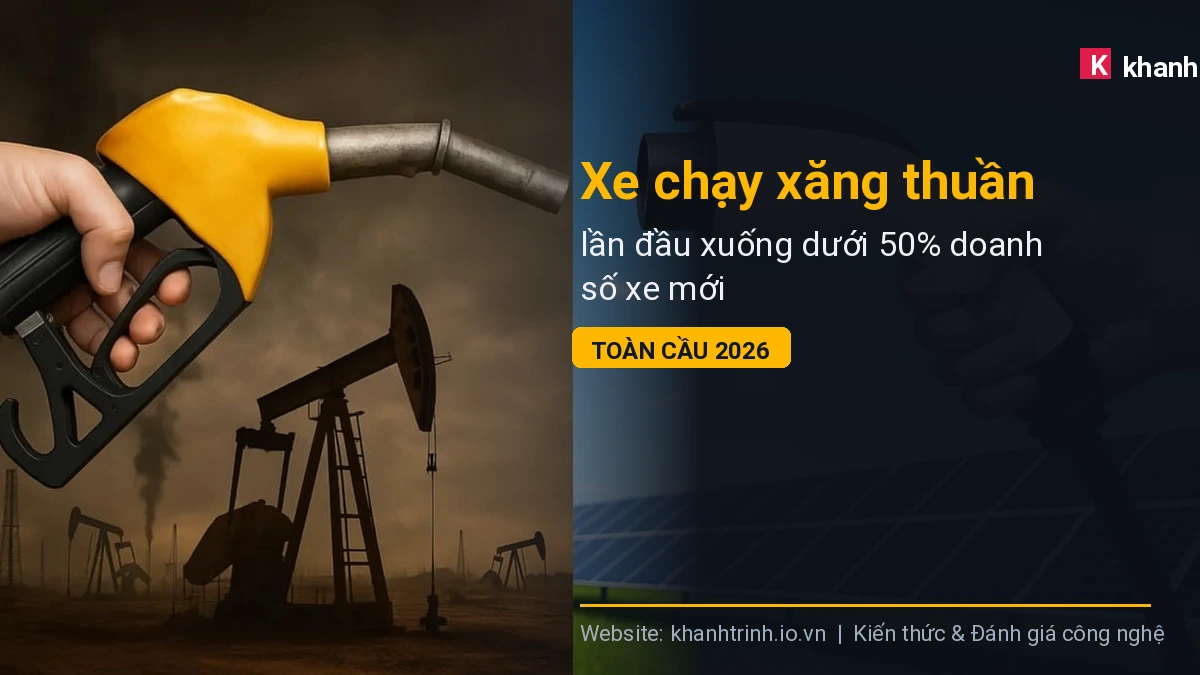 Xe chạy xăng thuần lần đầu xuống dưới 50% doanh số xe mới toàn cầu 2026