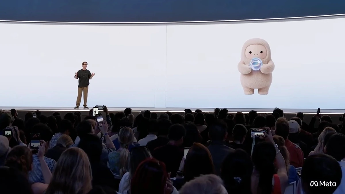 CEO Meta Mark Zuckerberg và linh vật Muse tại sự kiện Meta Connect 2026 ngày 23/9 ở Menlo Park, California. Ảnh:Meta